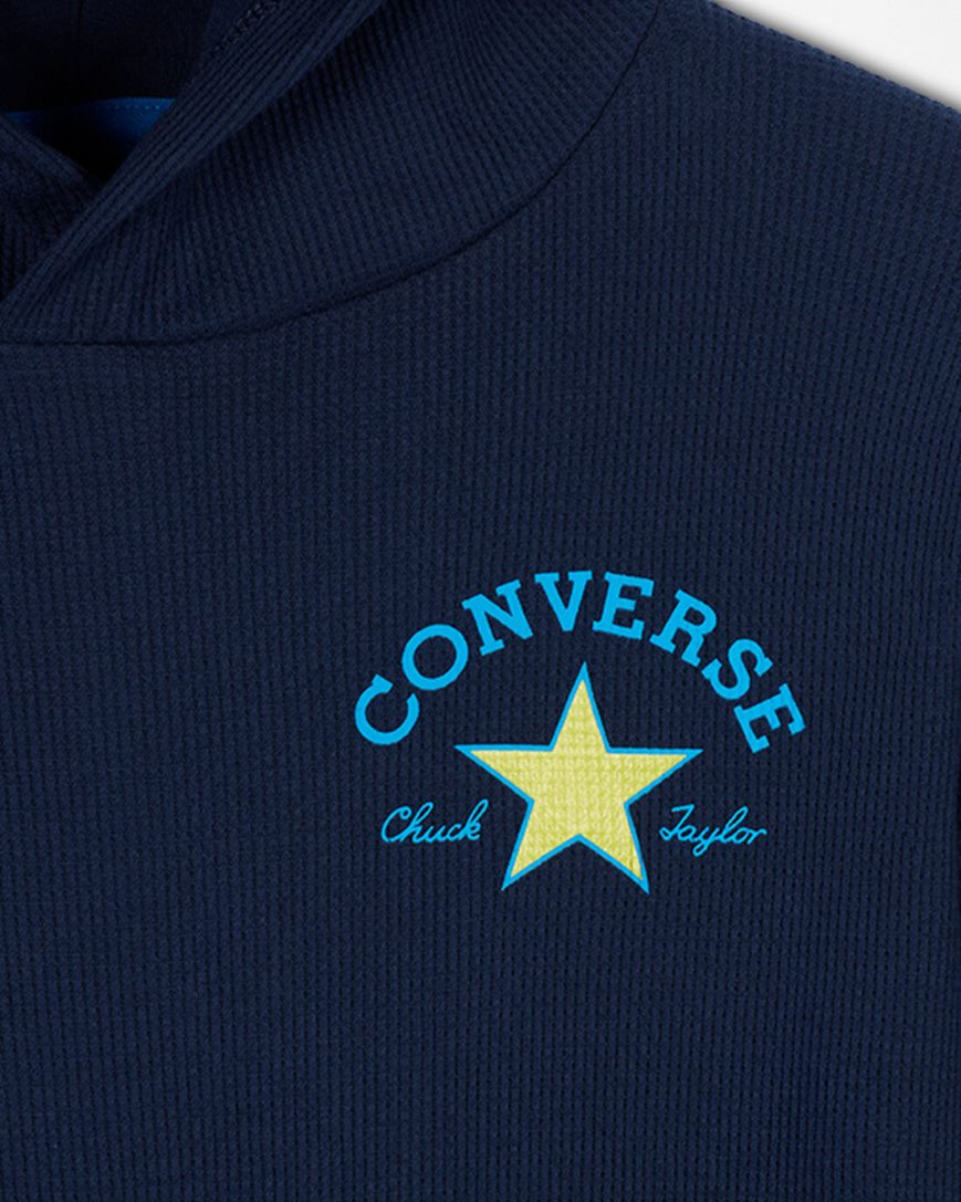 Chlapecké Mikiny S Kapucí Converse Long Sleeve Waffle Tmavě Blankyt | CZ OM31W30